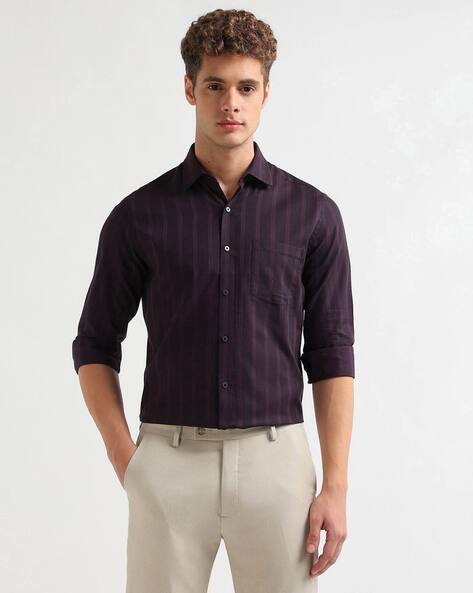 ARROW Men Striped Slim Fit Cotton Shirt