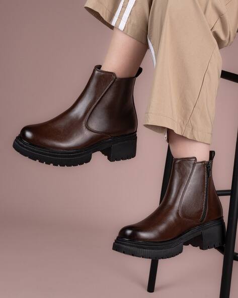 FENTACIA Women Ankle-Length Slip-On Boots