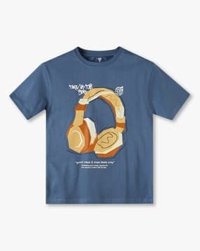 Boys Graphic Print Relaxed Fit Round-Neck T-Shirt