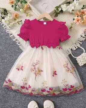 Girls Embroidery Fit & Flare Dress-image-22