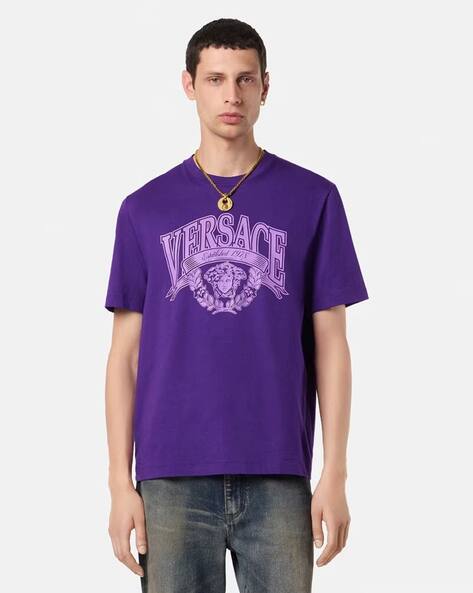 Buy VERSACE Medusa Varsity Graphic Regular Fit Crew-Neck T-Shirt