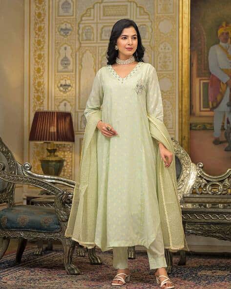 Aavanya Women Embroidered A-Line Kurta Suit Set