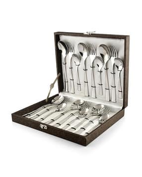 Slim Line Stainless Steel Cutlery Set with Leatherette Box-image-4