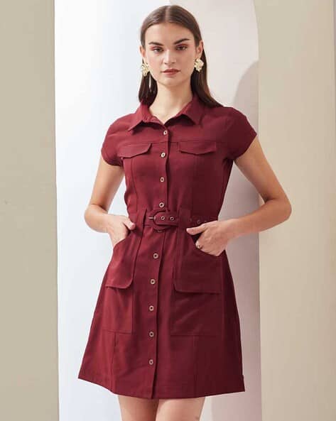 Buy H&M Women Rib-Knit Button-Front Dress Online | Ajio.com