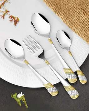 fns Set of 24 Silver-Plated Sleek Spoons Cutlery Set-picture-11