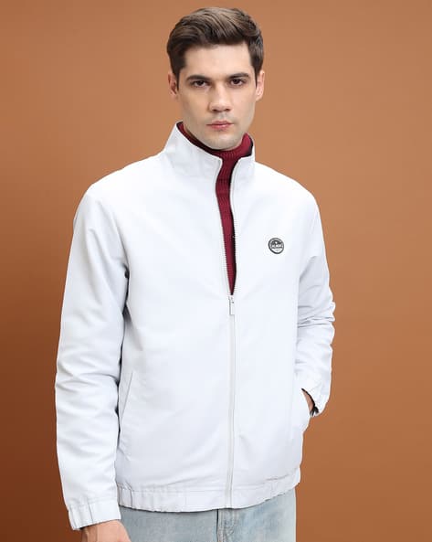 Men Regular Fit High-Neck Bomber Jacket