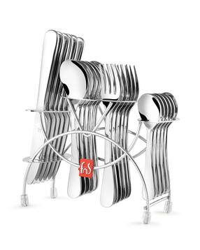 Victoria Stainless Steel 24 PCs Cutlery Set with Cutlery Stand-image-2
