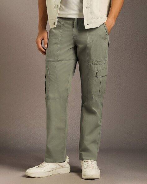 LOUIS PHILIPPE Men Straight Fit Flat-Front Cargo Trousers