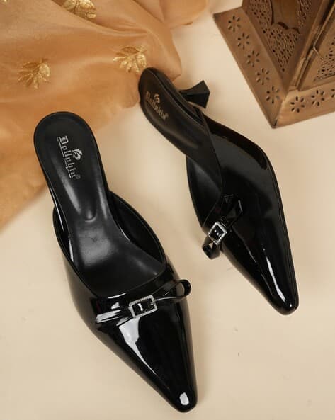DOLLPHIN Women Kitten Heeled Sandals with Patent Leather Upper
