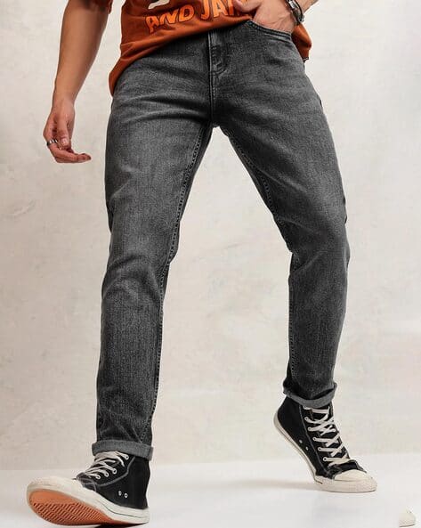 Highlander Men Lightly Washed Tapered Jeans