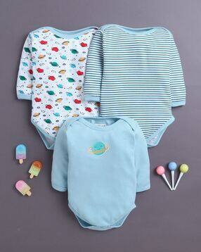Pack of 3 Printed Bodysuits with Snap-Button Closure
