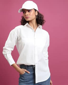 tokyo talkies Women Slim Fit Shirt with Curved Hem-picture-34