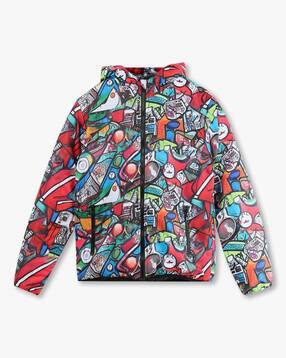 Boys All-Over Print Regular Fit Hooded Jacket-image-14