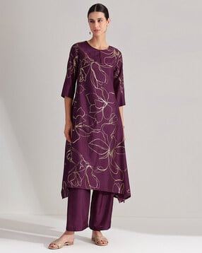pink fort Women Floral Print Pant-Suit Set-picture-29