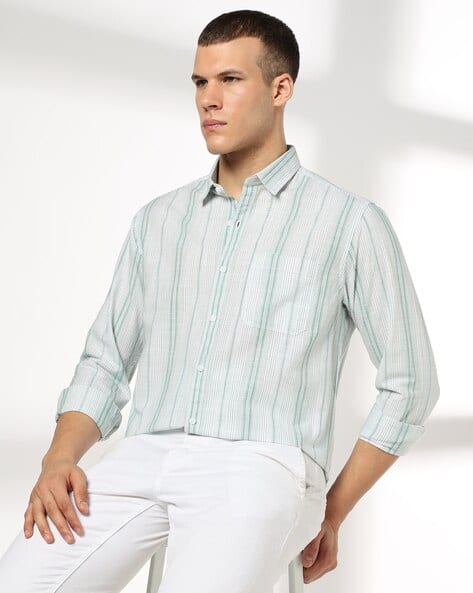 JOHN PLAYERS Men Striped Slim Fit Shirt with Patch Pocket