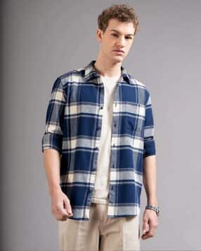 british club Men Flannel Checked Slim Fit Cotton Shirt-picture-48