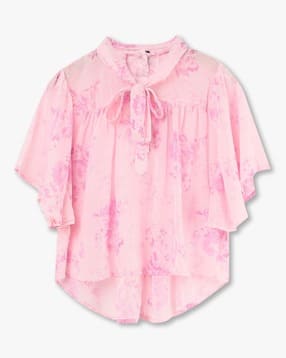 Girls Floral Print Regular Fit Top with Slip