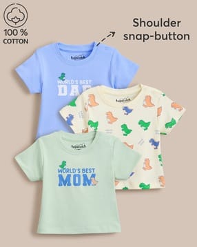 hopscotch Girls Pack of 3 Typographic Print Regular Fit T-Shirt-picture-38