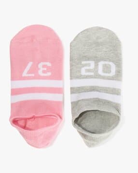 yousta Women Pack of 2 Striped No-Show Socks-picture-37