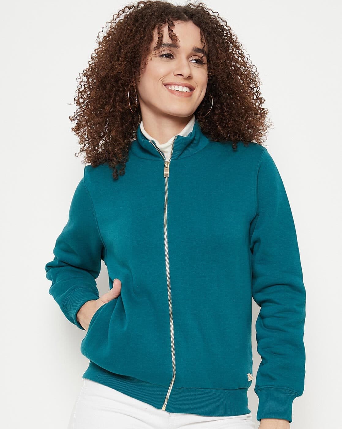 Buy Green Sweatshirt & Hoodies for Women by MADAME Online | Ajio.com