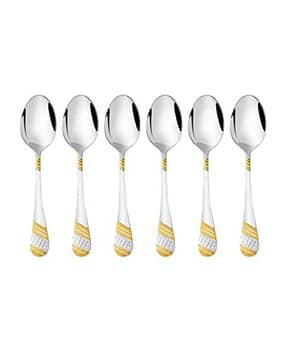 Set of 6 Silver-Plated Sleek Spoons Cutlery Set-image-45