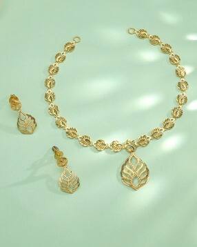 p n gadgil jewellers Women Gold-Plated Classic Necklace with Earrings-picture-28