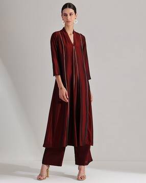 pink fort Women Striped Pant-Suit Set-picture-21