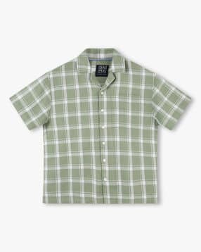 Boys Checked Boxy Fit Shirt with Patch Pocket