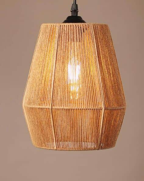 Habere India Bamboo Pendant Hanging Lampshade with Bulb
