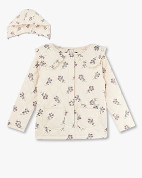 kg frendz Girls Floral Printed Boho Jacket with Detachable Hood-picture-22