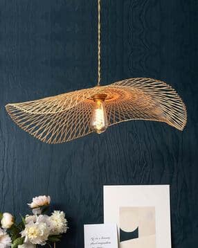 Bamboo Pendant Hanging Lampshade with Bulb-image-24