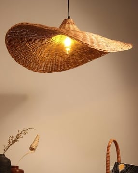 Cane Pendant Hanging Lampshade with Bulb-image-20