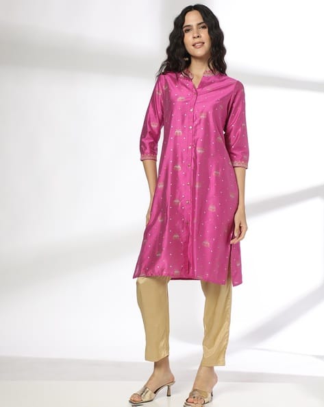 SIYAHI Women Floral Woven Straight Kurta