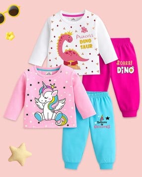 Girls Pack of 2 Printed Pants with Tops-image-27