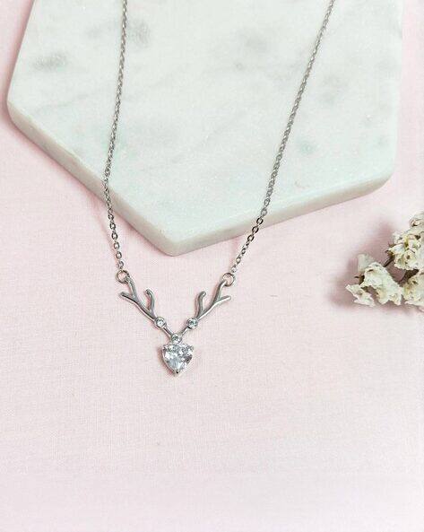 Inari Shines Women Sterling Silver Deer Heart Necklace