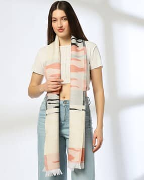 Women Printed Stole with Fringes