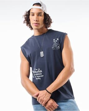 Men's  The Panda Way Graphic Printed Boxy Fit Vest-image-12
