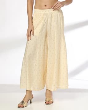 Women Micro Print Flared Palazzos