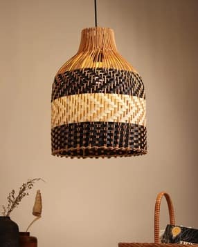 Bamboo Pendant Hanging Lampshade with Bulb-image-25