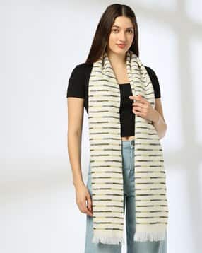 Women Striped Stole with Fringes-image-9