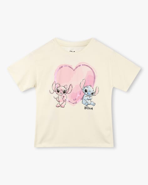 RIO GIRLS Girls Stitch Print Oversized Fit Crew-Neck T-Shirt