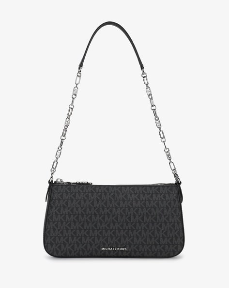 Chain Pouchette Michael Kors Tasche Mini Schwarz Henkeltasche Chain Pouchette Michael Kors Tasche Mini Schwarz MICHAEL KORS  Petit Sac Avril En Cuir à Glissière Supérieure Noir Doré