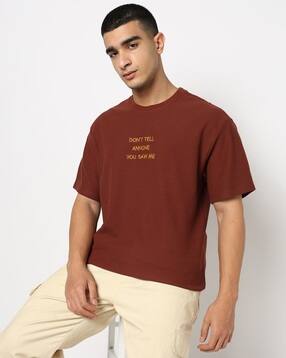 yousta Men Embroidered Relaxed Fit Crew-Neck T-Shirt-picture-28