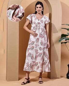 moms maternity Women Printed Fit & Flare Dress-picture-4