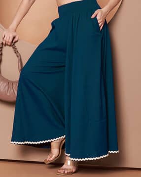 zwerlon x ag Women Flared Palazzos with Scalloped Hem -picture-37