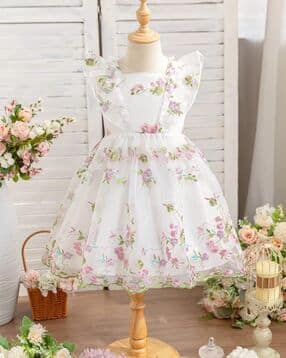 Girl Embroidered Fit & Flared Dress-image-27