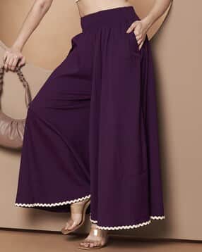 zwerlon x ag Women Flared Palazzos with Scalloped Hem -picture-31