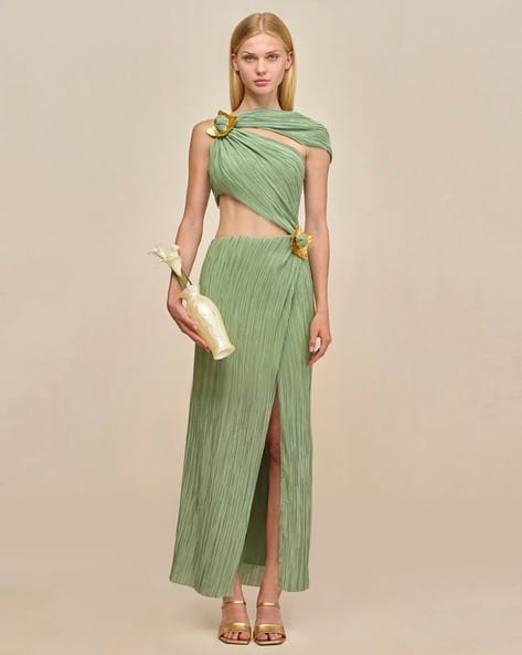 Buy Cult Gaia Loah Cutout Dress | Moldavite Green Color Women | AJIO LUXE