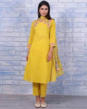 Women Embroidered Straight Kurta with Pants & Dupatta-picture-42