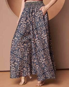Women Floral Print Flared Palazzos